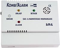 AMS - Kombialarm gas og svefngaqsskynjari 12V/DC
